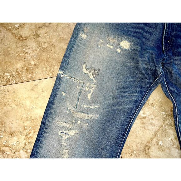 RRL - Ralph Lauren Double RL Vintage Low Straight Burrows wash repaired jeans - Picture 13 of 15